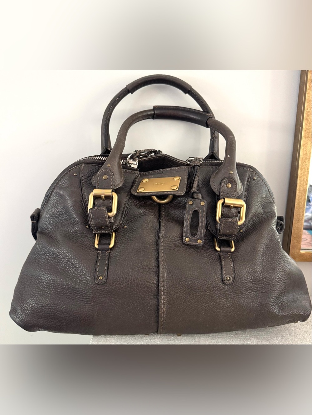 CHLOE Paddington Brown Leather Satchel Bag Vintage Large No Lock - Picture 2 of 11